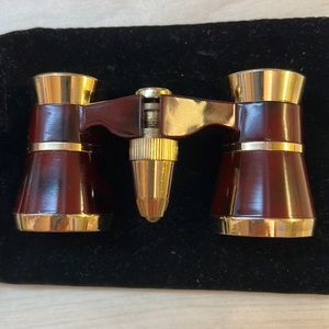 Tasco 3 X 25 Opera Glasses Gold/Red Brawn Enamel Pre-Loved Perfect Condition